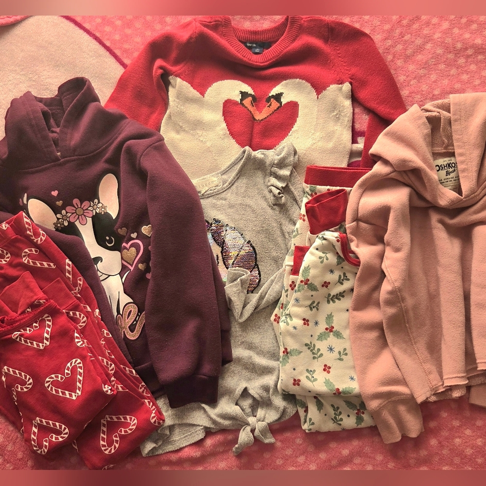 8 Pieces Bundle Of  Sweaters & Pajamas for Girls